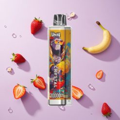Aardbei Banaan UWIN Crystal 10000 Puffs Wegwerp Vape met RGB-verlichting, Nicotine Sterkte Opties: 0%, 2%, 3%, 5%, E-Liquid Capaciteit: 18ml