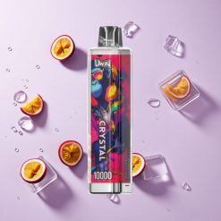 Passievrucht IJs UWIN Crystal 10000 Puffs Wegwerp Vape met RGB-verlichting, Nicotine Sterkte Opties: 0%, 2%, 3%, 5%