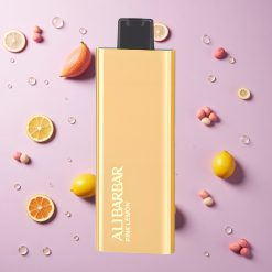 Roze Citroen Alibarbar Pandora 7000 Puffs Wegwerp Vape - 17 ml vloeistofcapaciteit, 1.0 ohm spoelweerstand